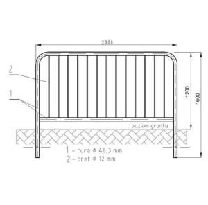 Bariera U-12a Lekka 2000x1200/48,3 mm do zabetonowania