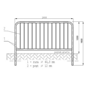 Bariera U-12a Ciężka 2000x1200/60,3 mm P przykręcana