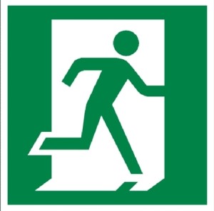 Drzwi ewakuacyjne (prawe) - tabliczka informacyjna