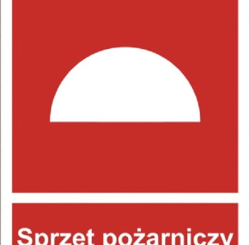 Zestaw sprzętu pożarniczego - tabliczka informacyjna