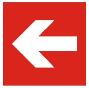 Kierunek do miejsca rozmieszczenia sprzętu pożarniczego lub urządzenia ostrzegającego - tabliczka informacyjna