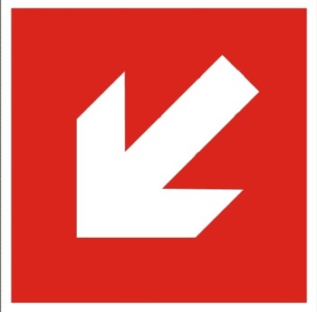 Kierunek do miejsca rozmieszczenia sprzętu pożarniczego lub urządzenia ostrzegającego - tabliczka informacyjna