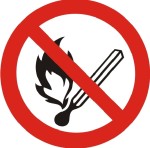 Zakaz używania otwartego ognia i palenia tytoniu, piktogram - tabliczka informacyjna