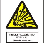 Niebezpieczeństwo pożaru - Materiały  wybuchowe - tabliczka informacyjna