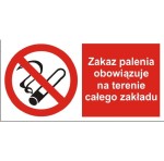 Zakaz palenia na terenie zakładu - tabliczka informacyjna PCV