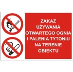 Zakaz używania otwartego ognia  - tabliczka informacyjna