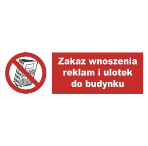 Naklejka Zakaz Wnoszenia Ulotek 300x100 mm