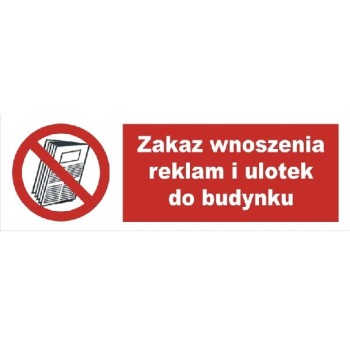 Naklejka Zakaz Wnoszenia Ulotek 300x100 mm