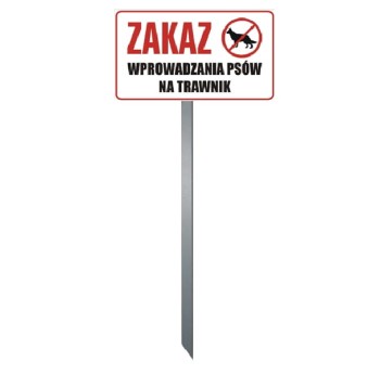 Tabliczka Trawnikowa \"ZAKAZ WPROWADZANIA PSÓW\"" (wzór 12) "