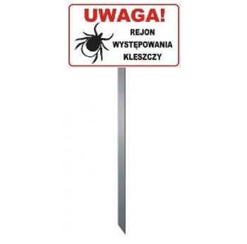 Tabliczka Trawnikowa \"UWAGA REJON WYSTĘPOWANIA KLESZCZY\"""
