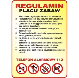 Tablica Regulamin Placu Zabaw (wzór 4)