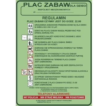 Tablica \"Plac Zabaw dla Dzieci\"" (wzór 5)"