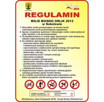 Tablica Regulamin Boiska Orlik (wzór 9)