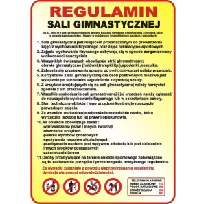 Tablica Regulamin Sali Gimnastycznej (wzór 10)