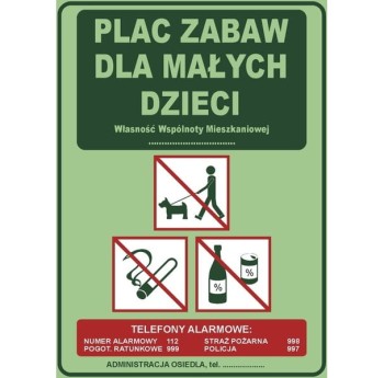Tablica \"Plac Zabaw dla Małych Dzieci\"" (wzór 11)"