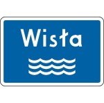 Znak F-4 - Nazwa rzeki - Generacja II na pozostałe drogi