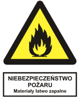Tabliczka informacyjna materiały łatwo zapalne