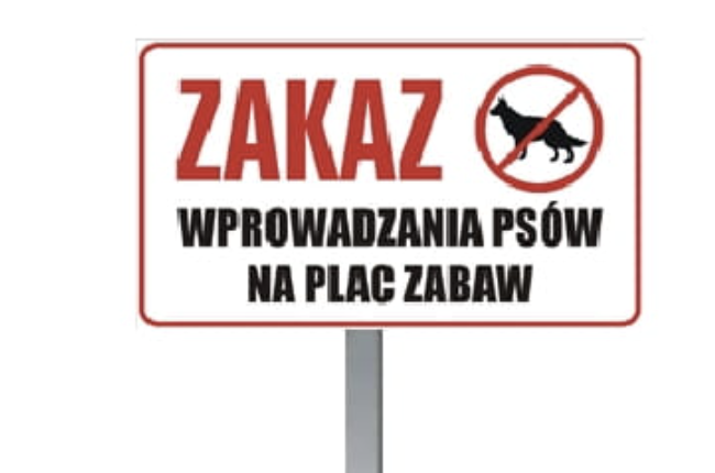  Tabliczka trawnikowa "Zakaz wprowadzania psów na plac zabaw"